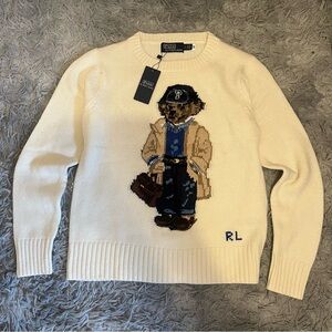 Polo Ralph Lauren Cream Sweater with Bear Motif
